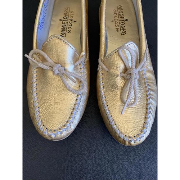 Minnetonka Shoes Women's Grace Moc Slip-On Leather Tassels Gold Size 7 - Picture 10 of 10